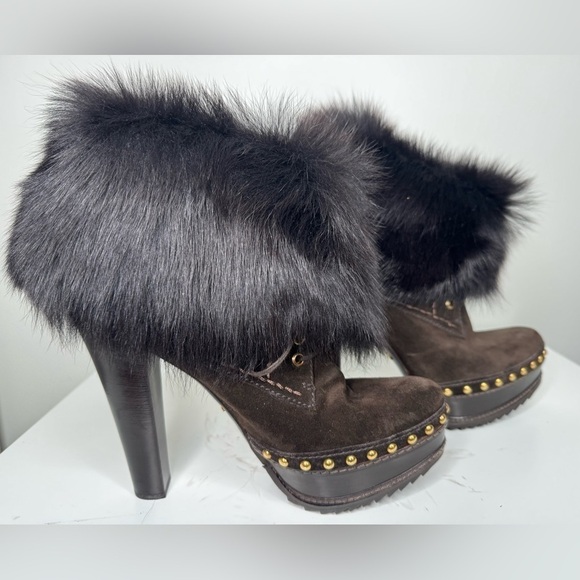 Prada Milano Platform Studded Fur and Suede Boots - Ultimate Luxury and Style - Picture 6 of 10